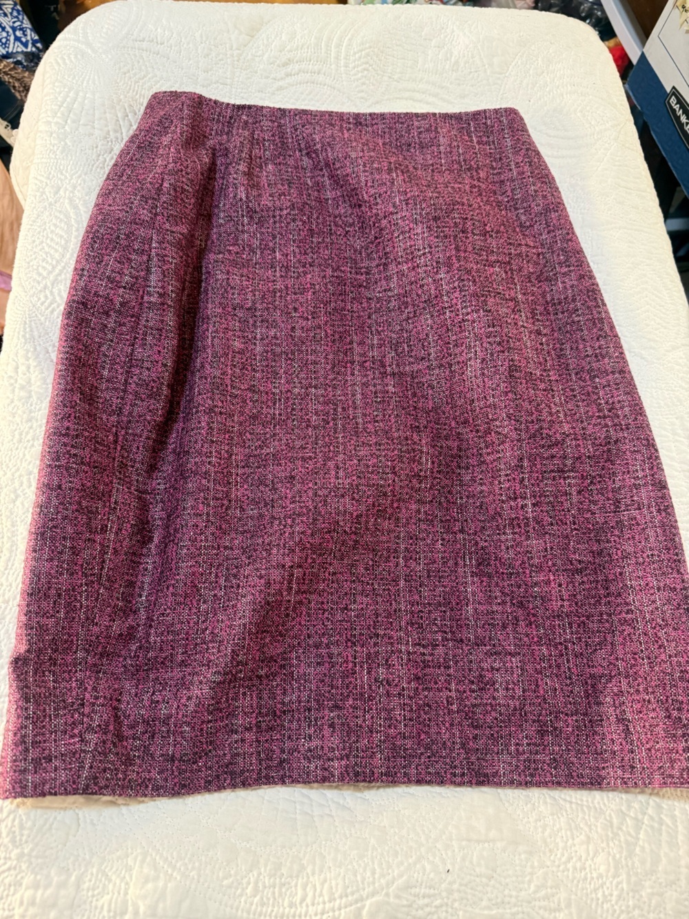Escada Pink Tweed Pencil Skirt Size 36 Wool Blend Lined Designer